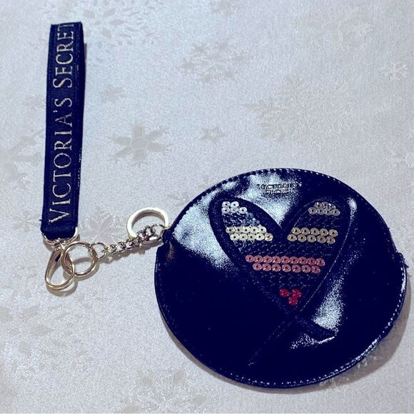 Victorias Secret Keychain Coin Purse Zip Closure Sequins 5.5” Gorgeous - Picture 1 of 6